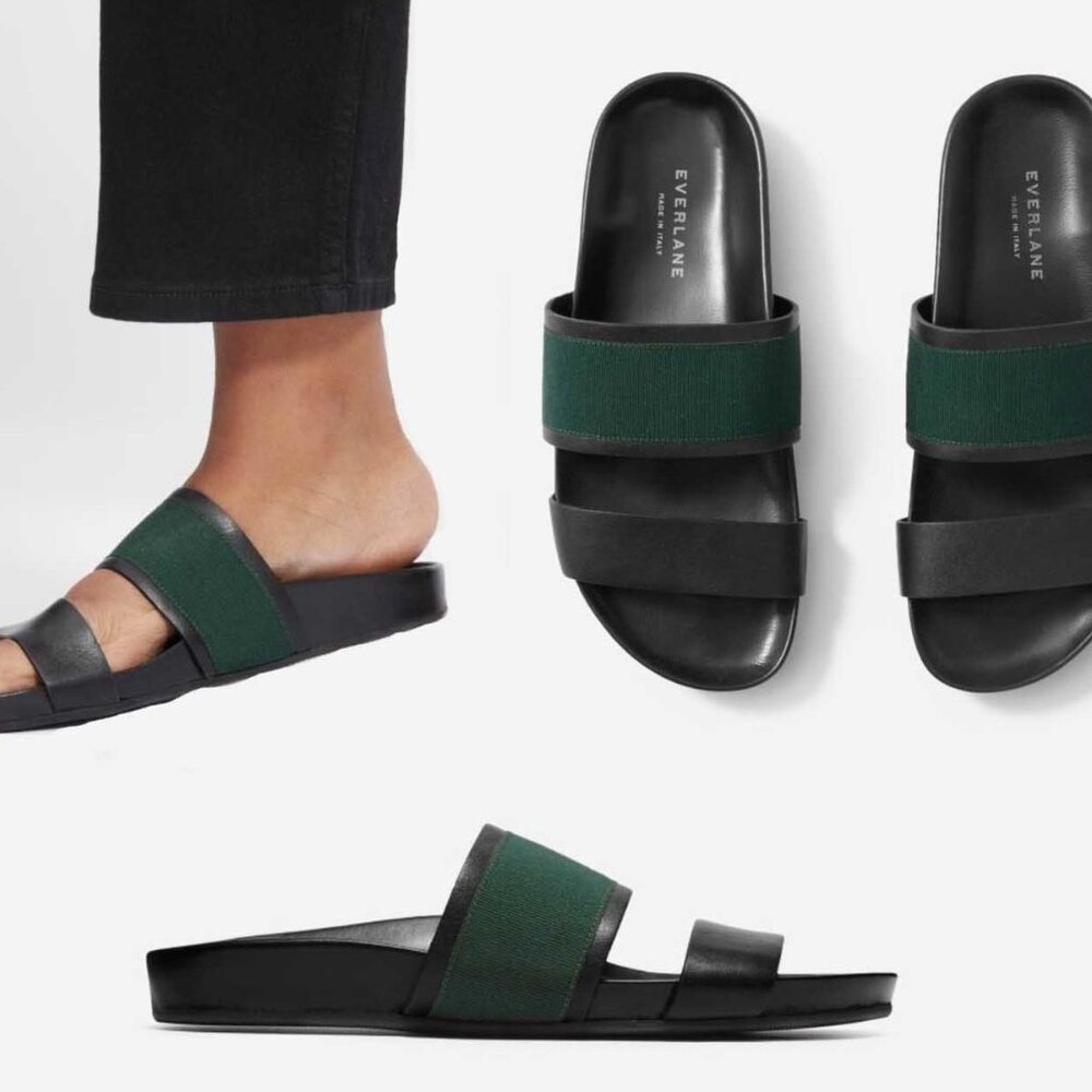 Everlane 2-strap Form Slides Sandals, maroon, size 10